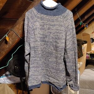 Navy and Cream Turtleneck Sweater for Men